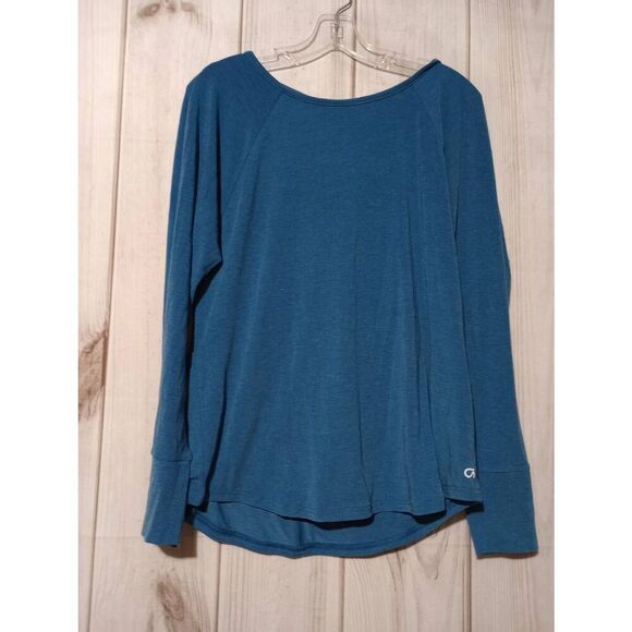 Gapfit Shirt Ladies Medium Blue Breath‎ Long Sleeve Light Weight Open Back - Picture 1 of 6